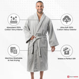 Alpine Swiss Pure Cotton Men Terry Cloth Bathrobe Super Absorbent Hotel Spa Robe – Gray
