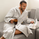 Alpine Swiss Pure Cotton Men Terry Cloth Bathrobe Super Absorbent Hotel Spa Robe – Gray