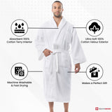 Alpine Swiss Pure Cotton Men Terry Cloth Bathrobe Super Absorbent Hotel Spa Robe – White