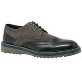 Alpine Swiss Alec Mens Wingtip Shoes 1.5” Ripple Sole Leather Insole & Lining – Gray