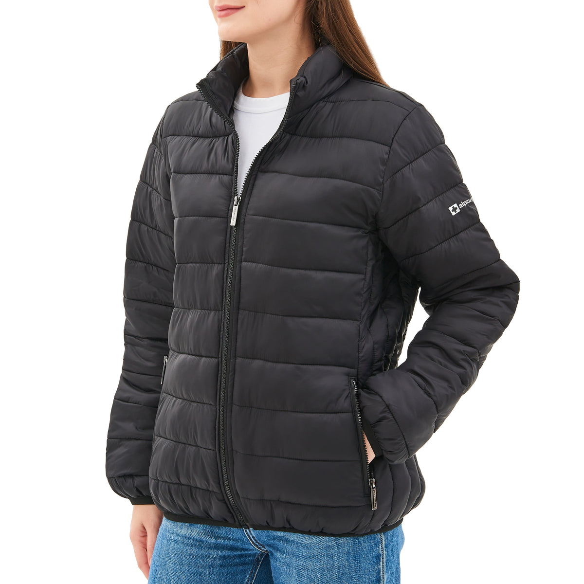 Alpine Swiss Amy Womens Puffer Jacket Insulated Water Resistant Lightweight Down – Black