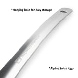 Alpine Swiss Metal Shoe Horn Long Handle 20” or 16” Shoe Helper Steel Shoehorn – Silver
