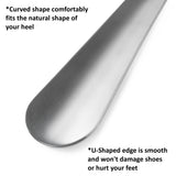 Alpine Swiss Metal Shoe Horn Long Handle 20” or 16” Shoe Helper Steel Shoehorn – Silver