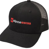 Alpine Swiss Mens Trucker Hat Snapback Mesh Back Cap Adjustable Baseball Cap – Embroidered Black
