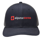 Alpine Swiss Mens Trucker Hat Snapback Mesh Back Cap Adjustable Baseball Cap – Embroidered Navy