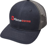 Alpine Swiss Mens Trucker Hat Snapback Mesh Back Cap Adjustable Baseball Cap – Embroidered Navy