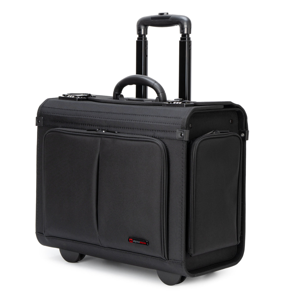 Alpine Swiss Rolling Briefcase Work Travel Overnight Bag Business Attache Case – Black