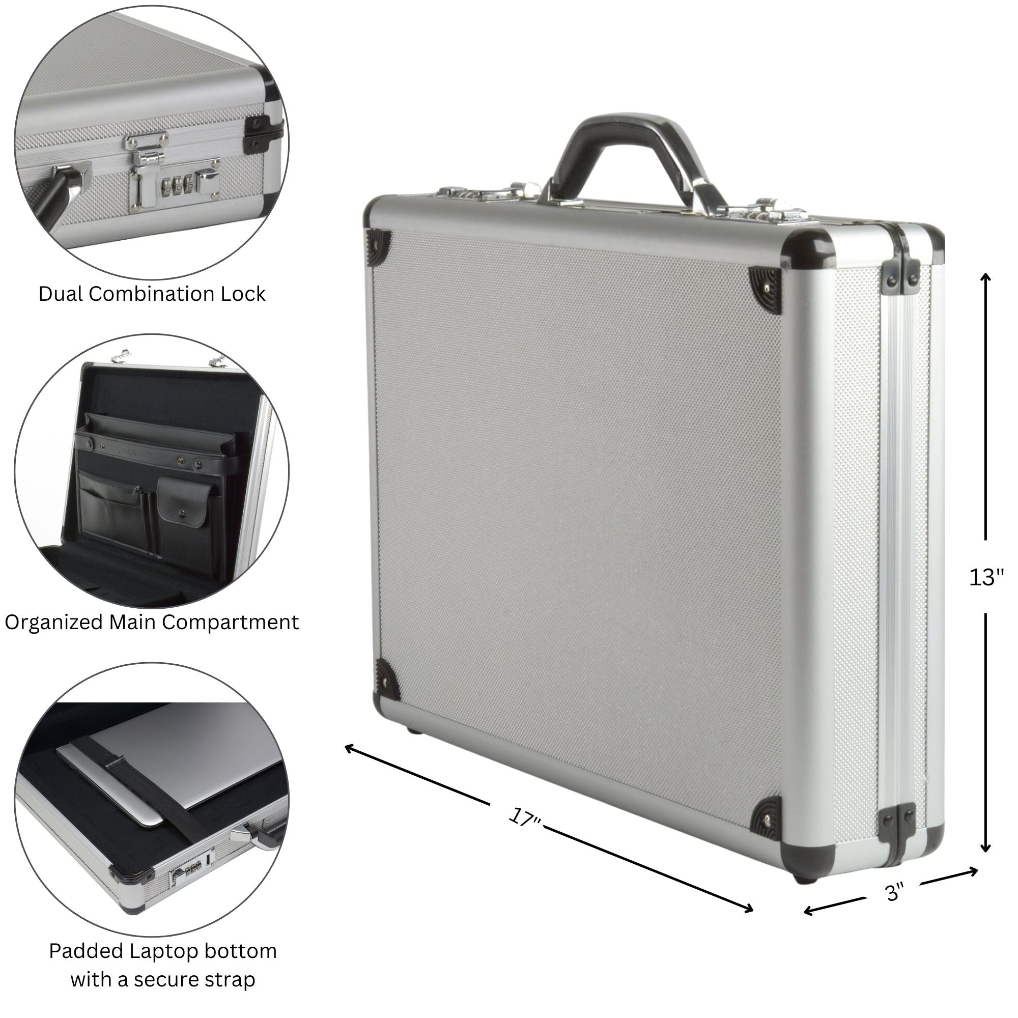 シルビア Alpine Swiss Executive Aluminum Briefcase Padded Laptop Briefcase