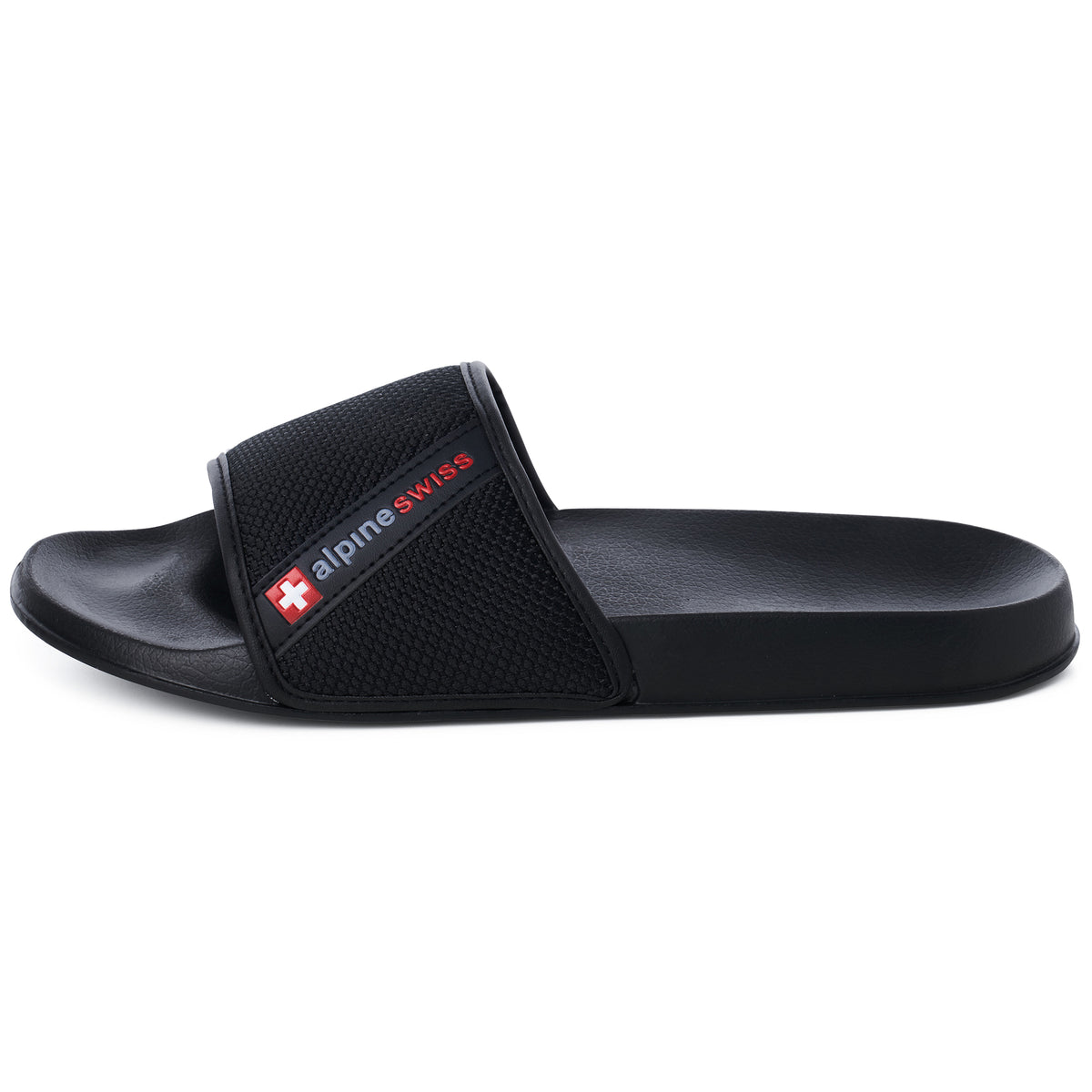 Alpine Swiss Athletic Slides For Men Flip Flop Sandals House Shoes Slippers For Men – Black