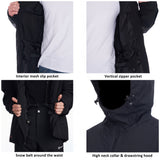 Alpine Swiss Mens Waterproof Ski Jacket Snowboarding Winter Snow Coat Raincoat – Black