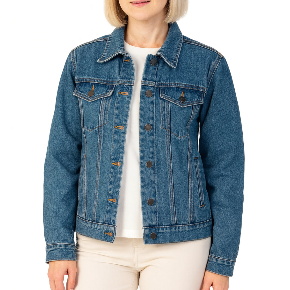 Alpine Swiss Womens Denim Jacket Classic Trucker Jean Jacket Button Up Coat – Denim