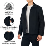 Alpine Swiss Grant Mens Jacket 28" James Dean Style Bomber with Zippered Pockets – Black