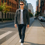 Alpine Swiss Grant Mens Jacket 28" James Dean Style Bomber with Zippered Pockets – Gray