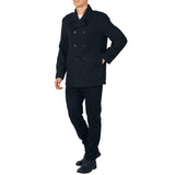 Alpine Swiss Jake Mens Pea Coat Wool Blend Double Breasted Dress Jacket Peacoat – Black