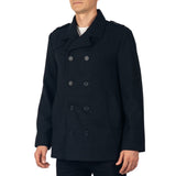 Alpine Swiss Jake Mens Pea Coat Wool Blend Double Breasted Dress Jacket Peacoat – Black