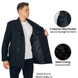 Alpine Swiss Jake Mens Pea Coat Wool Blend Double Breasted Dress Jacket Peacoat – Black