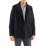 Alpine Swiss Jake Mens Pea Coat Wool Blend Double Breasted Dress Jacket Peacoat – Black
