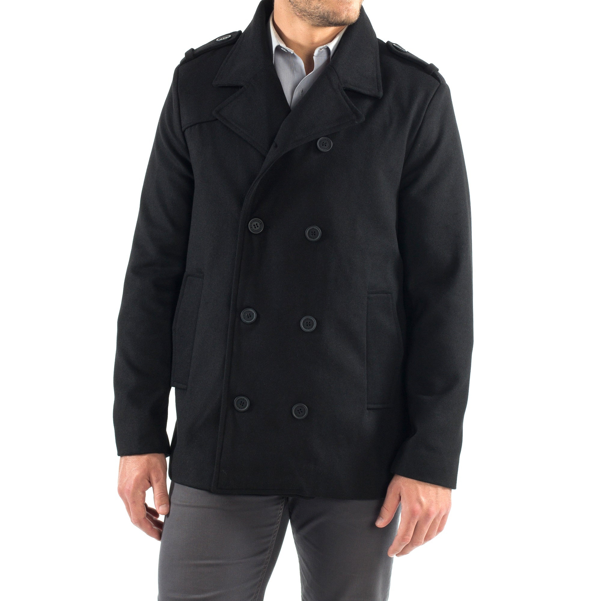 ジャケット・アウター 24aw Super160'sWOOLDOUBLECLOTH PEA COAT Alpine Swiss Jake Mens Wool Pea Coat Double Breasted Peacoat