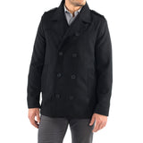 Alpine Swiss Jake Mens Pea Coat Wool Blend Double Breasted Dress Jacket Peacoat – Black