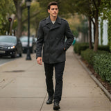 Alpine Swiss Jake Mens Pea Coat Wool Blend Double Breasted Dress Jacket Peacoat – Gray
