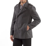Alpine Swiss Jake Mens Pea Coat Wool Blend Double Breasted Dress Jacket Peacoat – Gray
