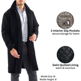 Alpine Swiss Mens Zach Knee Length Jacket Top Coat Trench Wool Blend Overcoat – Black