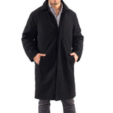 Alpine Swiss Mens Zach Knee Length Jacket Top Coat Trench Wool Blend Overcoat – Black