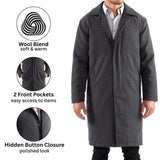 Alpine Swiss Mens Zach Knee Length Jacket Top Coat Trench Wool Blend Overcoat – Gray