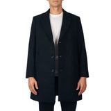 Alpine Swiss Luke Mens Wool Blend Overcoat Single Breasted Coat Tailored Topcoat – Black