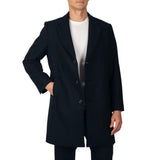 Alpine Swiss Luke Mens Wool Blend Overcoat Single Breasted Coat Tailored Topcoat – Black