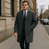 Alpine Swiss Luke Mens Wool Blend Overcoat Single Breasted Coat Tailored Topcoat – Gray