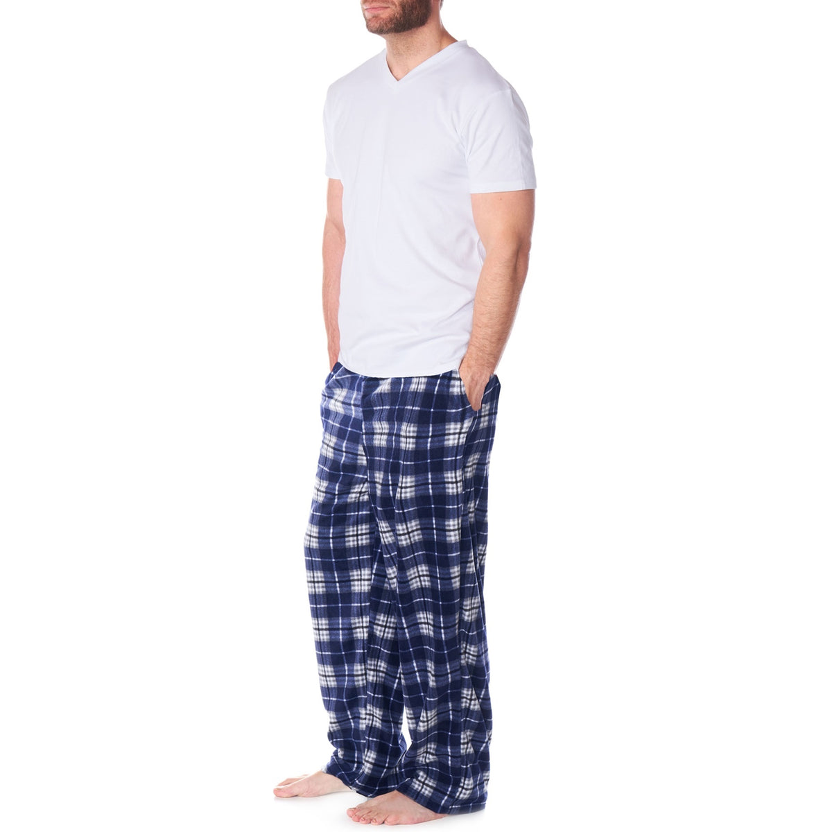 Alpine Swiss Mens Pajama Set Cotton Top Flannel Fleece Pants PJ Lounge Sleepwear – Blue