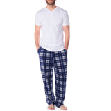 Alpine Swiss Mens Pajama Set Cotton Top Flannel Fleece Pants PJ Lounge Sleepwear – Blue