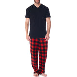 Alpine Swiss Mens Pajama Set Cotton Top Flannel Fleece Pants PJ Lounge Sleepwear – Red