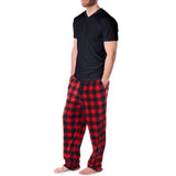 Alpine Swiss Mens Pajama Set Cotton Top Flannel Fleece Pants PJ Lounge Sleepwear – Red