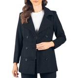 Alpine Swiss Emma Womens Peacoat Jacket Wool Blazer Double Breasted Overcoat – Black