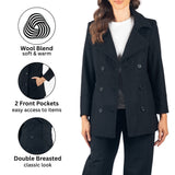 Alpine Swiss Emma Womens Peacoat Jacket Wool Blazer Double Breasted Overcoat – Black