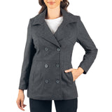 Alpine Swiss Emma Womens Peacoat Jacket Wool Blazer Double Breasted Overcoat – Gray