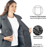 Alpine Swiss Emma Womens Peacoat Jacket Wool Blazer Double Breasted Overcoat – Gray