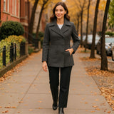 Alpine Swiss Emma Womens Peacoat Jacket Wool Blazer Double Breasted Overcoat – Gray