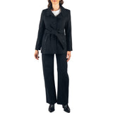 Alpine Swiss Bella Womens Belted Blazer Button Up Wool Coat Funnel Neck Jacket – Black