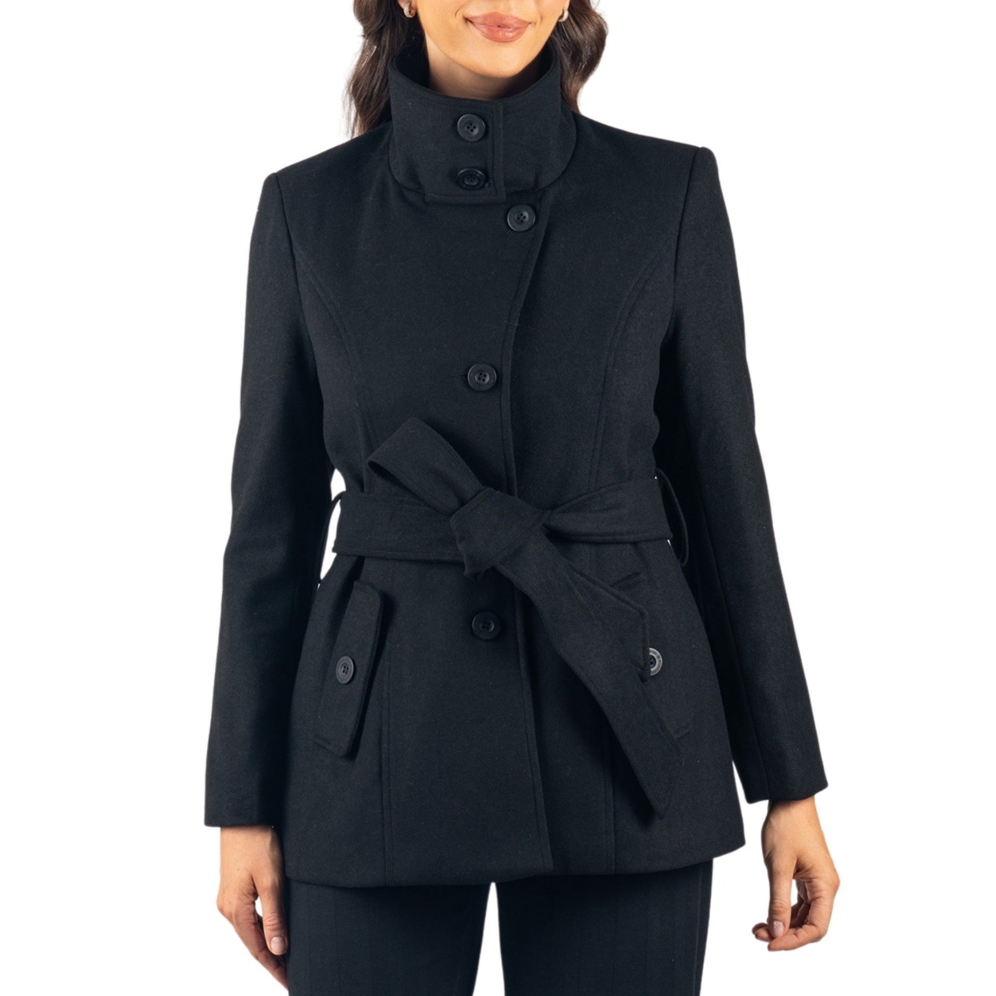Alpine Swiss Bella Womens Wool Blend Coat Removable Belt Blazer