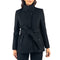 Alpine Swiss Bella Womens Belted Blazer Button Up Wool Coat Funnel Neck Jacket – Black