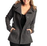 Alpine Swiss Bella Womens Belted Blazer Button Up Wool Coat Funnel Neck Jacket – Gray