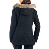 Alpine Swiss Duffy Womens Wool Duffle Coat Removable Hood Winter Toggle Overcoat – Black