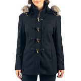 Alpine Swiss Duffy Womens Wool Duffle Coat Removable Hood Winter Toggle Overcoat – Black