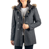 Alpine Swiss Duffy Womens Wool Duffle Coat Removable Hood Winter Toggle Overcoat – Gray