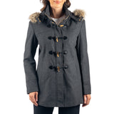 Alpine Swiss Duffy Womens Wool Duffle Coat Removable Hood Winter Toggle Overcoat – Gray