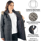 Alpine Swiss Duffy Womens Wool Duffle Coat Removable Hood Winter Toggle Overcoat – Gray