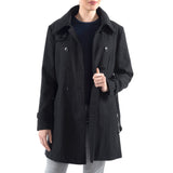 Alpine Swiss Keira Womens Trench Coat Double Breasted Wool Jacket Belted Blazer – Black